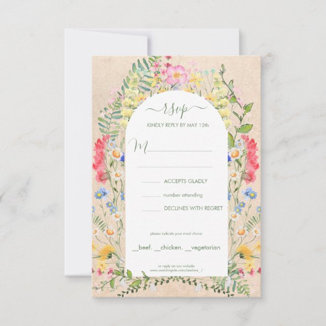 Rustic Wildflower Watercolors RSVP Invitation (Front)