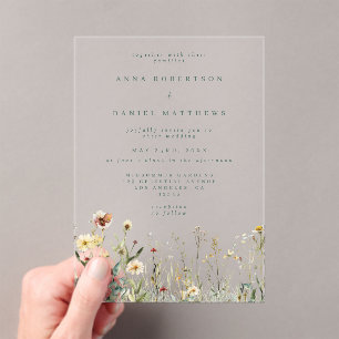 Rustic Wildflower Wedding Acrylic Invitations