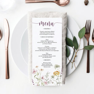 Rustic Wildflower Wedding Bridal Shower Menu