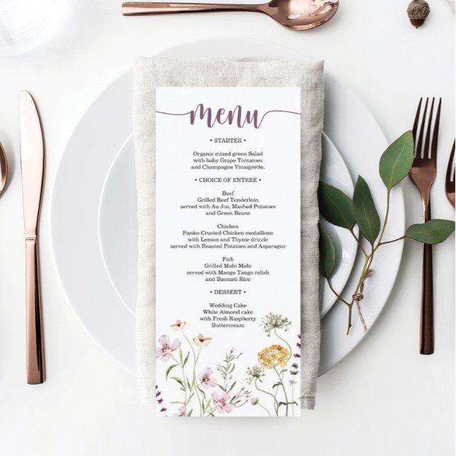 Rustic Wildflower Wedding Bridal Shower Menu (Creator Uploaded)