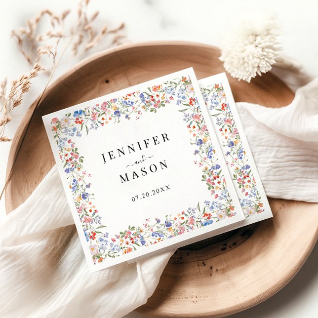 Rustic Wildflower Wedding Bride Groom Paper Napkin (Creator Uploaded)