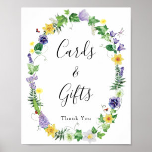 Rustic Wildflower Wedding Cards Gifts Sign