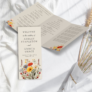 Rustic Wildflower Wedding Ceremony Program