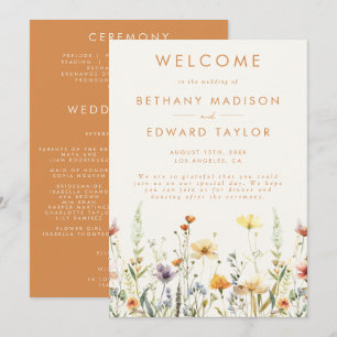 Rustic Wildflower Wedding Ceremony Programme