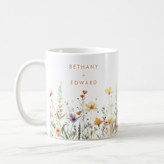 Rustic Wildflower Wedding Coffee Mug (Left)