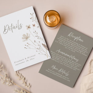 Rustic Wildflower Wedding Details Enclosure Card
