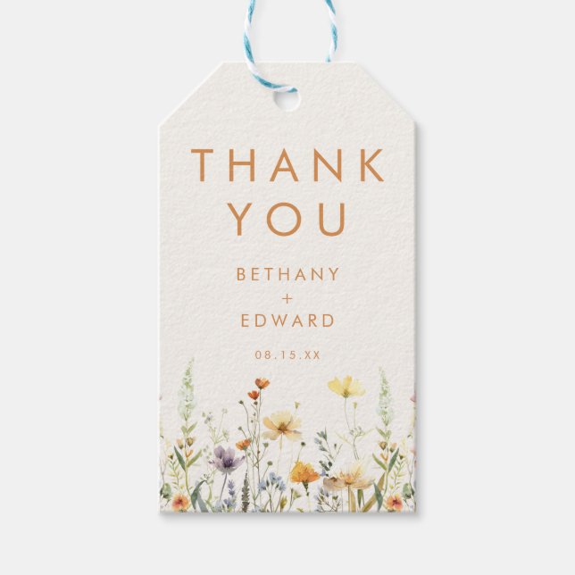 Rustic Wildflower Wedding Favour Gift Tags (Front)