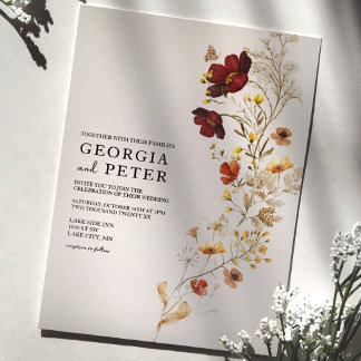 Rustic Wildflower Wedding Invitation
