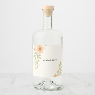Rustic Wildflower Wedding Liquor Bottle Labels 
