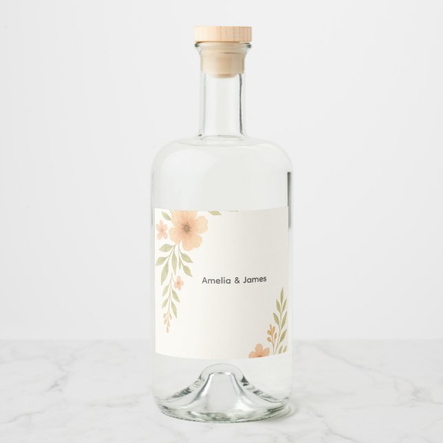 Rustic Wildflower Wedding Liquor Bottle Labels  (Front)