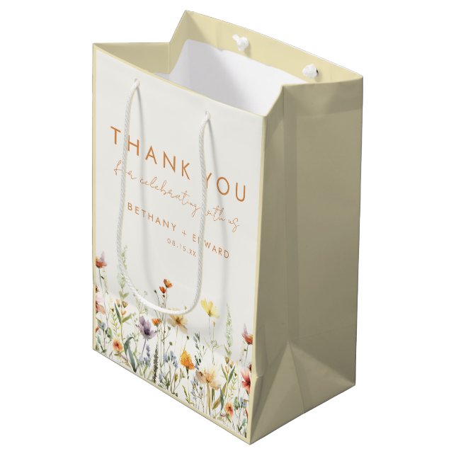 Rustic Wildflower Wedding  Medium Gift Bag (Front Angled)