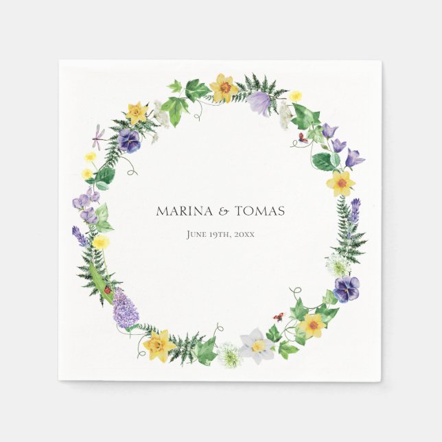 Rustic Wildflower Wedding Napkin (Front)