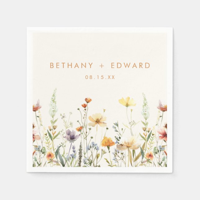 Rustic Wildflower Wedding Napkin (Front)