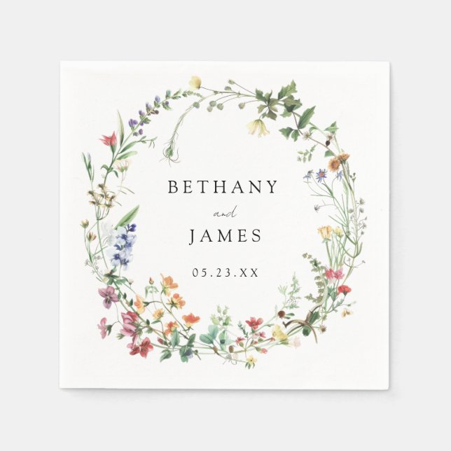 Rustic Wildflower Wedding Napkin (Front)