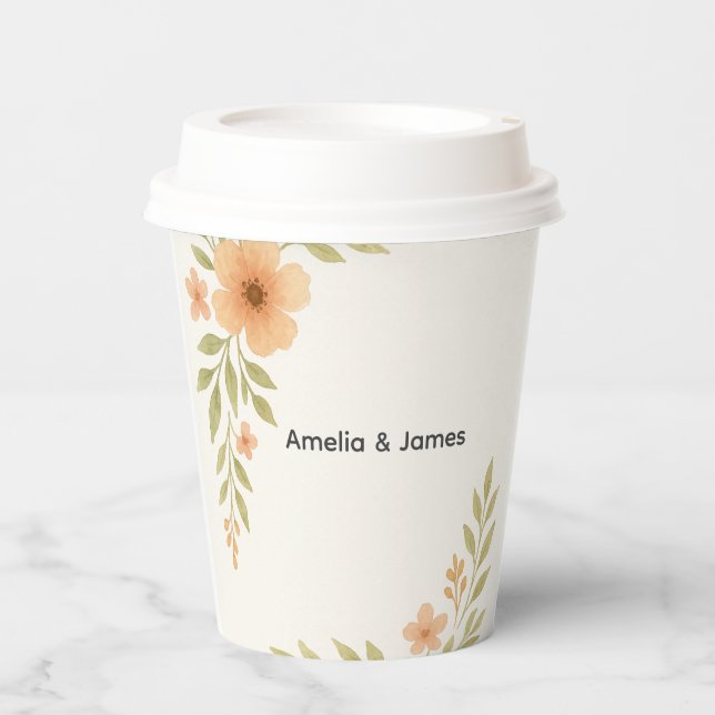 Rustic Wildflower Wedding Paper Cups (Front)