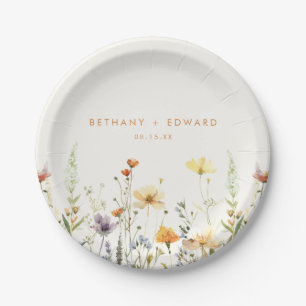 Rustic Wildflower Wedding Paper Plate