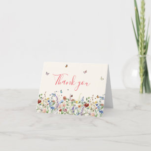 Rustic Wildflower Wedding Photo Thank You Card