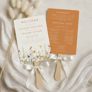 Rustic Wildflower Wedding Program Hand Fan