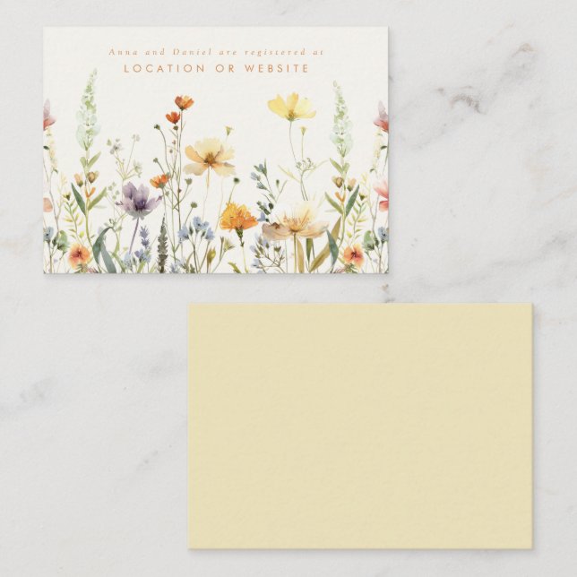 Rustic Wildflower Wedding Registry Enclosure Card (Front/Back)