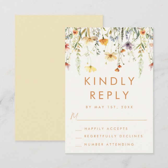 Rustic Wildflower Wedding RSVP Card (Front/Back)