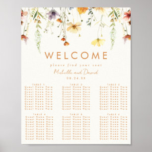 Rustic Wildflower Wedding Seating Chart Poster