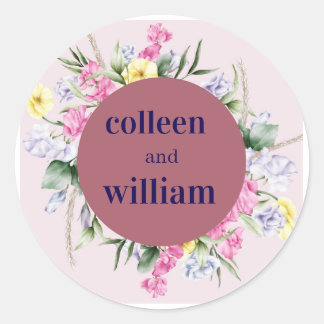 Rustic Wildflower Wedding Sticker – Folk Floral Ro
