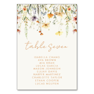 Rustic Wildflower Wedding Table Number