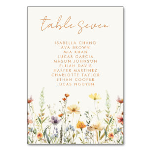 Rustic Wildflower Wedding Table Number