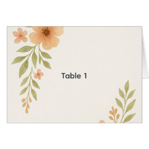 Rustic Wildflower Wedding Table Number Card