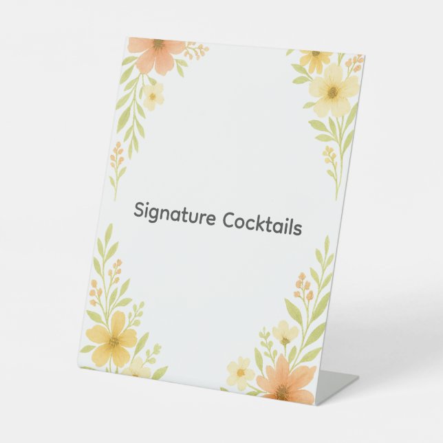 Rustic Wildflower Wedding Tabletop Sign (Front)