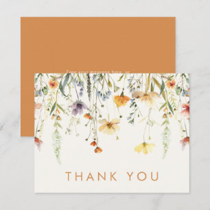 Rustic Wildflower Wedding Thank You Card