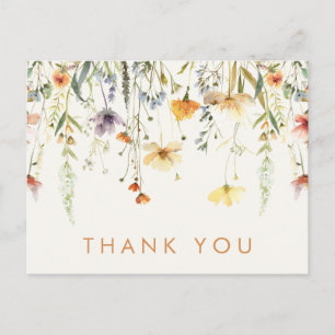 Rustic Wildflower Wedding Thank You Postcard