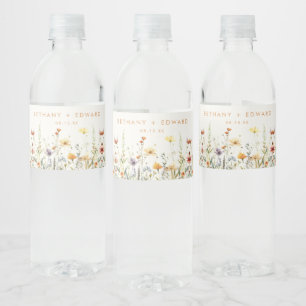 Rustic Wildflower Wedding Water Bottle Label