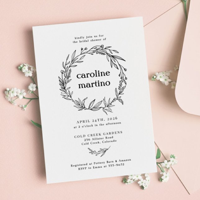 Rustic Wildflower Wreath Bridal Shower Invitation (Creator Uploaded)