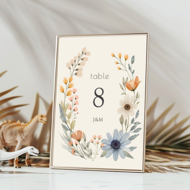 Rustic Wildflower Wreath Garden Wedding Table Number (Creator Uploaded)