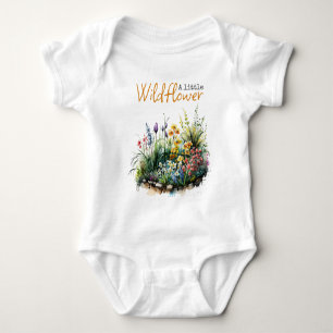 Rustic Wildflower Yellow Boho Floral Baby Shower Bodysuit