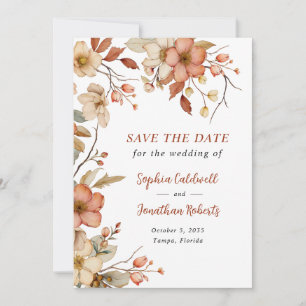Rustic Wildflowers Autumn Wedding Save The Date