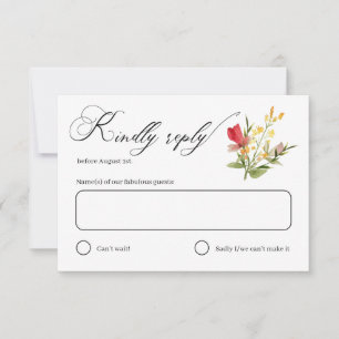 Rustic Wildflowers Bloom Garden Wedding RSVP Card
