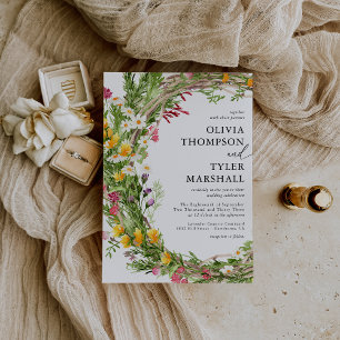 Rustic Wildflowers Bohemian Wedding Invitation