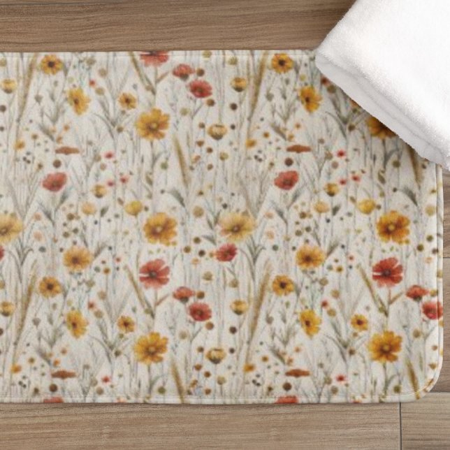 Rustic Wildflowers - Boho Fall Floral Pattern Bath Mat (Creator Uploaded)