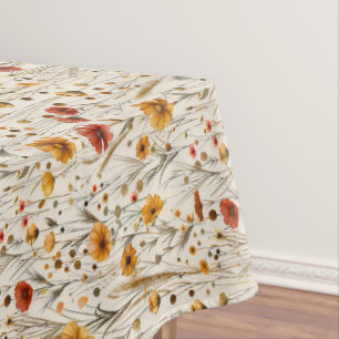 Rustic Wildflowers - Boho Fall Floral Pattern Tablecloth