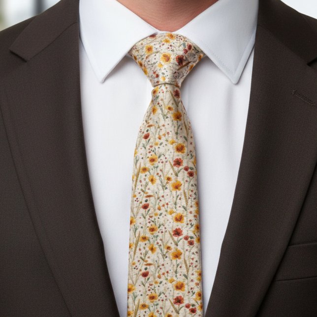 Rustic Wildflowers - Boho Fall Floral Pattern Tie (Creator Uploaded)