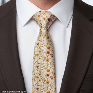 Rustic Wildflowers - Boho Fall Floral Pattern Tie