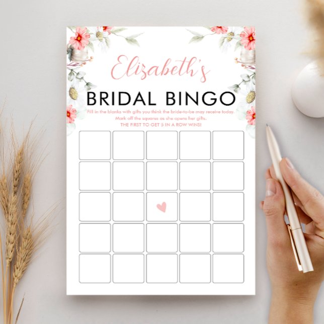 Rustic Wildflowers Bridal Shower Bingo Game Card (Creator Uploaded)