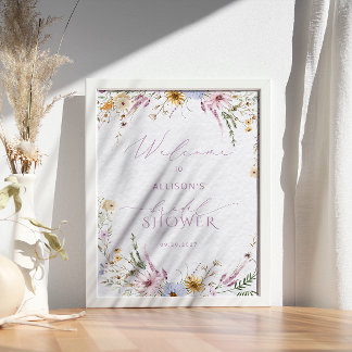 Rustic Wildflowers Bridal Shower Welcome Poster