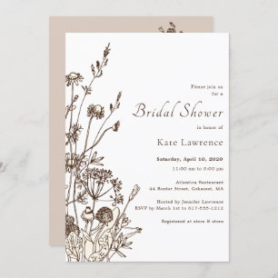 Rustic Wildflowers Fall Bridal Shower Invitation