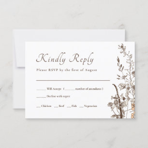 Rustic Wildflowers Fall Floral Wedding RSVP Card