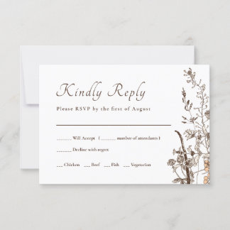 Rustic Wildflowers Fall Floral Wedding RSVP Card