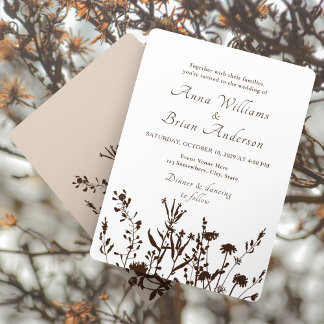 Rustic Wildflowers Fall Meadow Floral Wedding Invitation