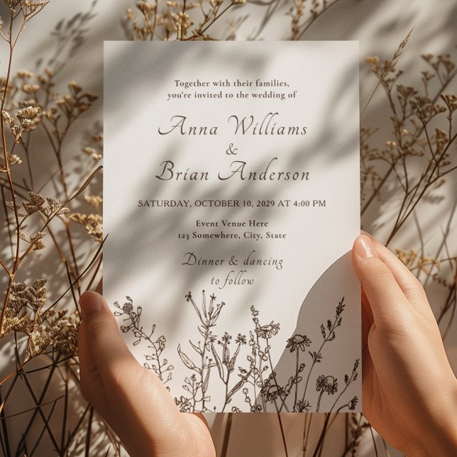 Rustic Wildflowers Fall Meadow Floral Wedding Invitation (Creator Uploaded)